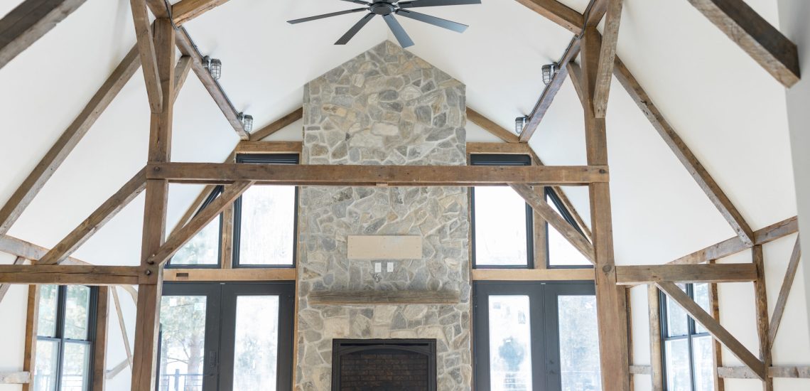 distressed wood beams and custom cabinetry for a barn restoration in princeton, wi